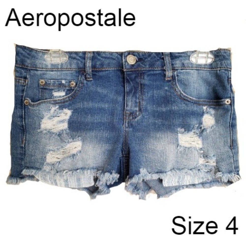 Women's Distressed Jean Shorty Short Frayed Size 4